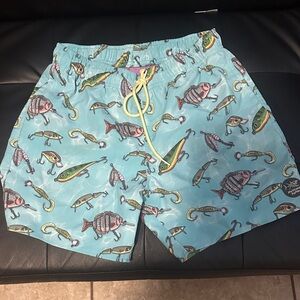 Aqua Fish Print Hybrid Shorts
